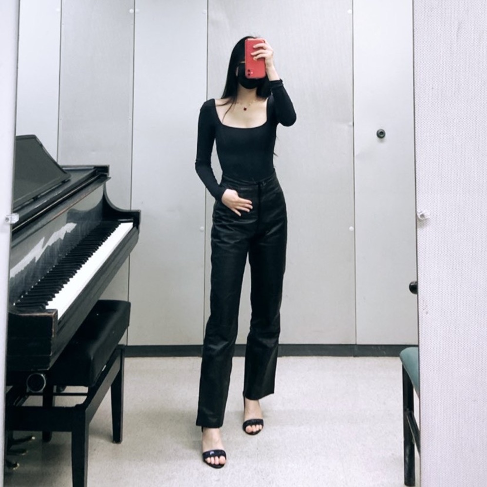Black High-Waisted Leather Pants
